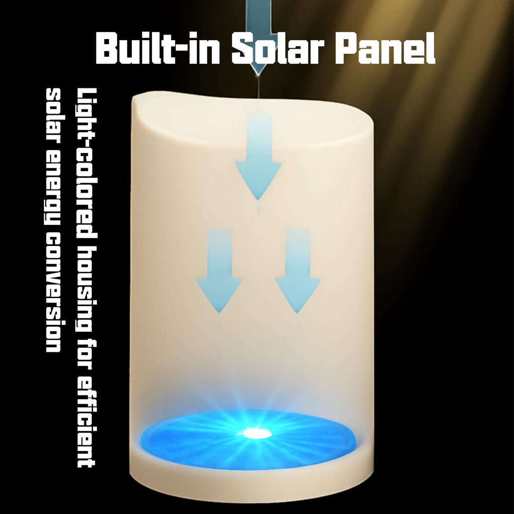 Solar Candles Outdoor Waterproof Ivory White Flameless Dusk Dawn Light Sensor LED Rechargeable Pillar Lanterns Patio Decor