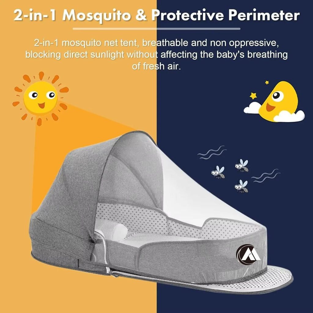 Premium Custom Baby Travel Bed Backpack Diaper Tote Bag with USB PVC Lining Fashion Style Bed Net for Mom