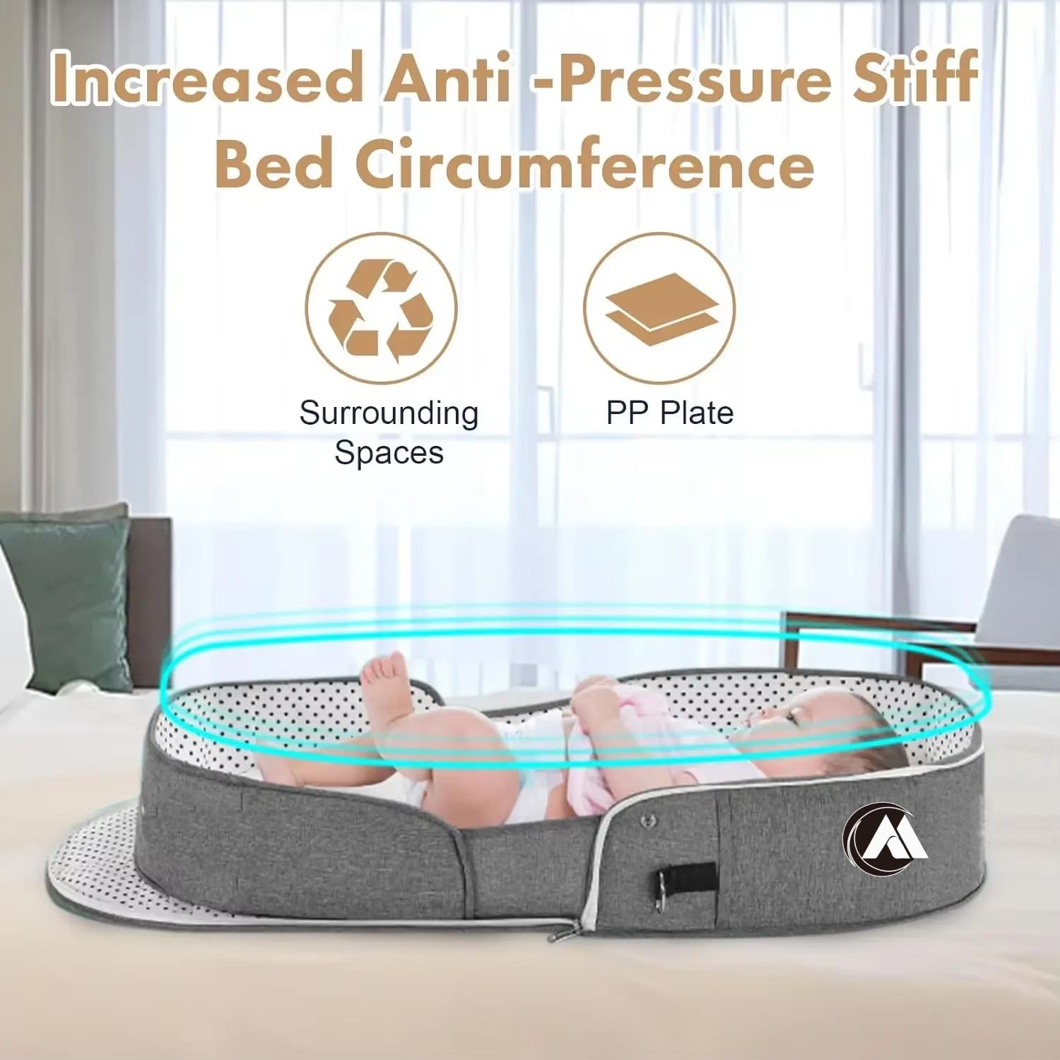 Premium Custom Baby Travel Bed Backpack Diaper Tote Bag with USB PVC Lining Fashion Style Bed Net for Mom