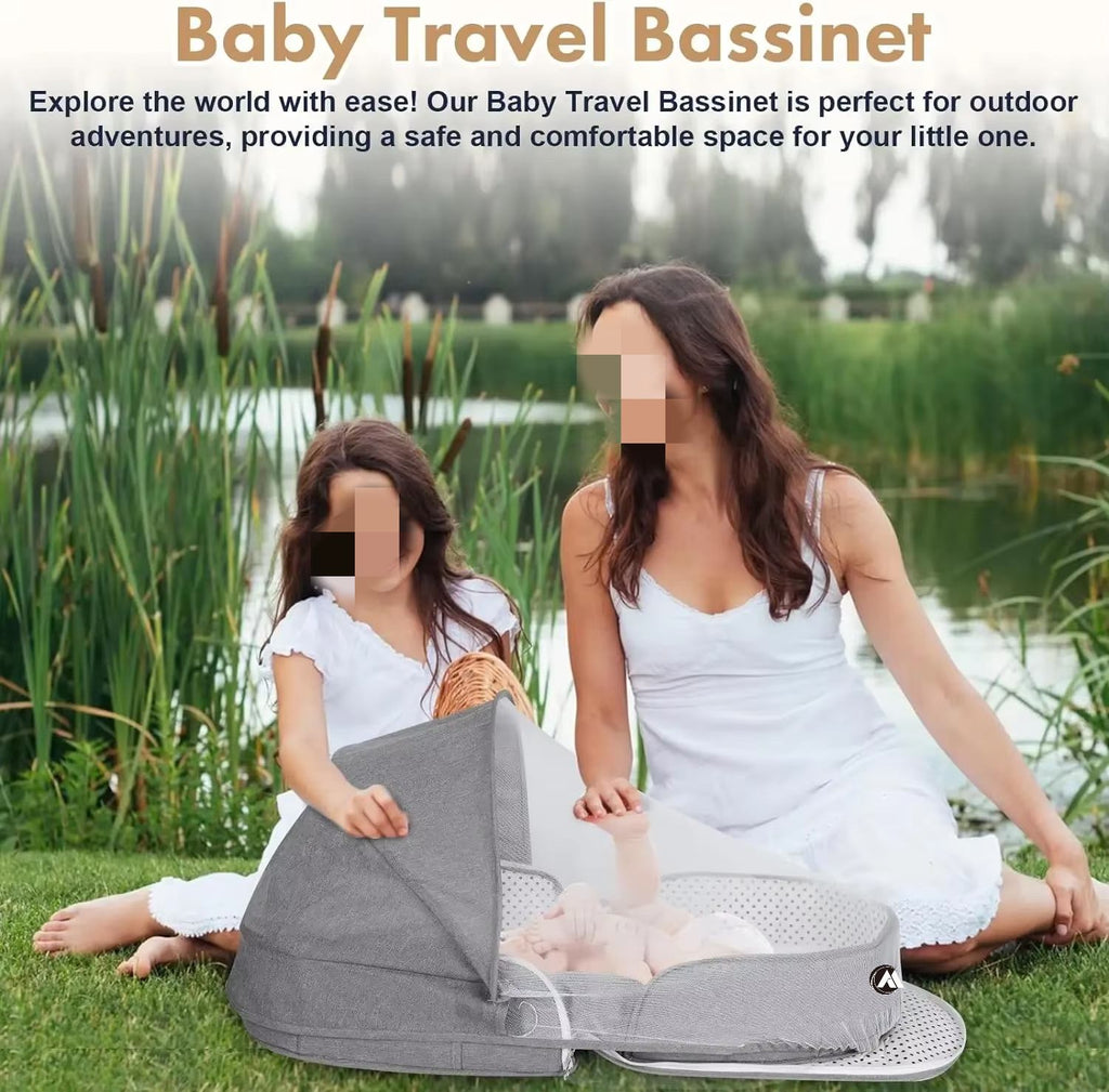 Premium Custom Baby Travel Bed Backpack Diaper Tote Bag with USB PVC Lining Fashion Style Bed Net for Mom